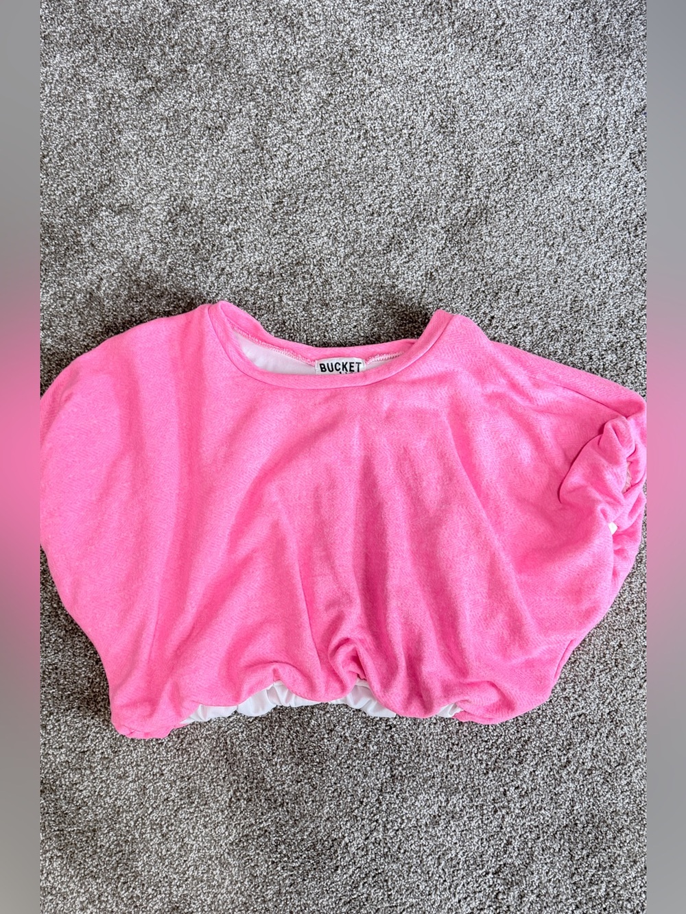 BUCKETLIST Neon Pink Puff Sleeve Crop Top